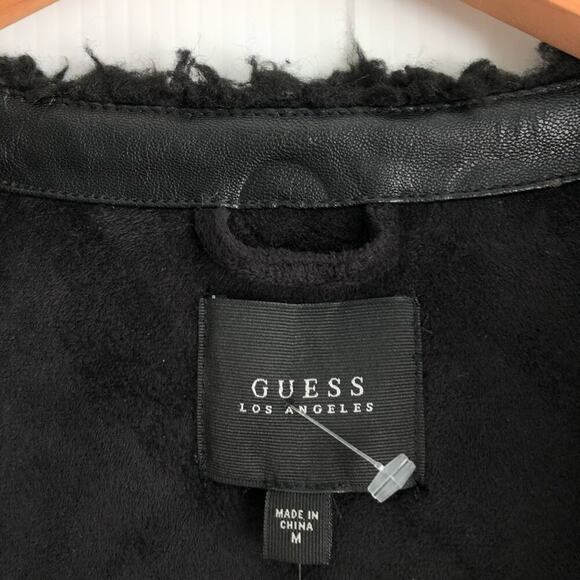 🆕 Guess Sherpa faux fur full zip black vest NWT size. Medium - Picture 5 of 11